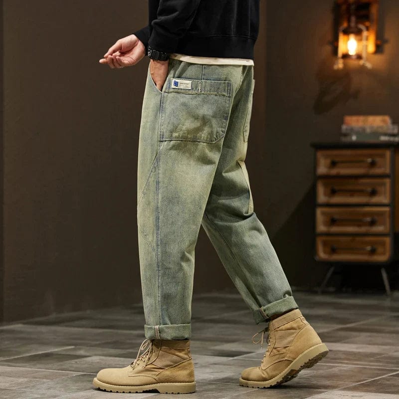 Jean homme rétro Gerrit, coupe droite élégante, parfait pour un look décontracté chic. Idéal mode automne.