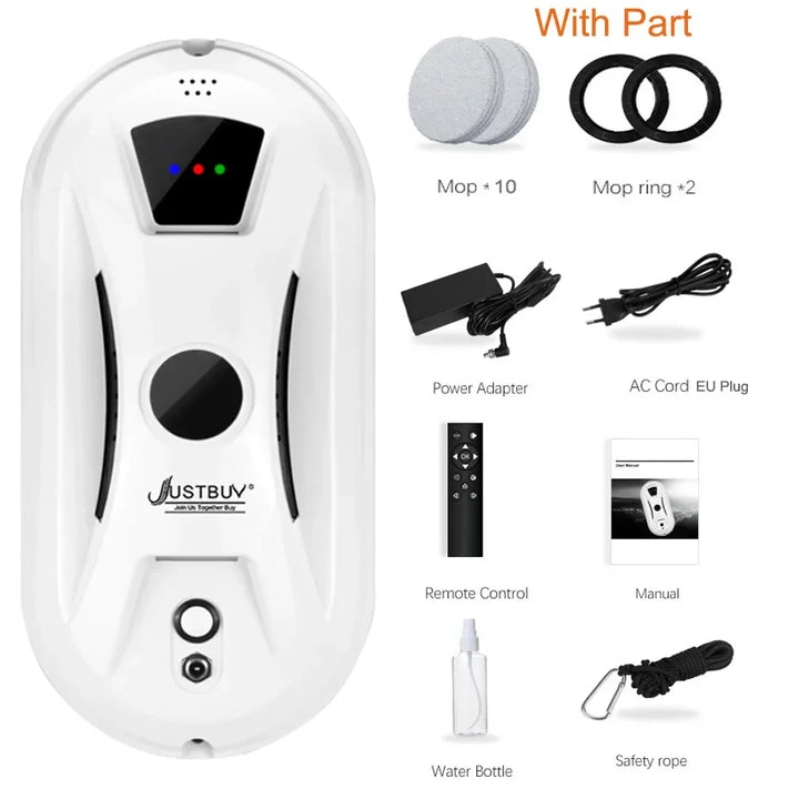 Robot nettoyeur de vitres intelligent avec télécommande, pour un nettoyage auto des fenêtres haute propreté.