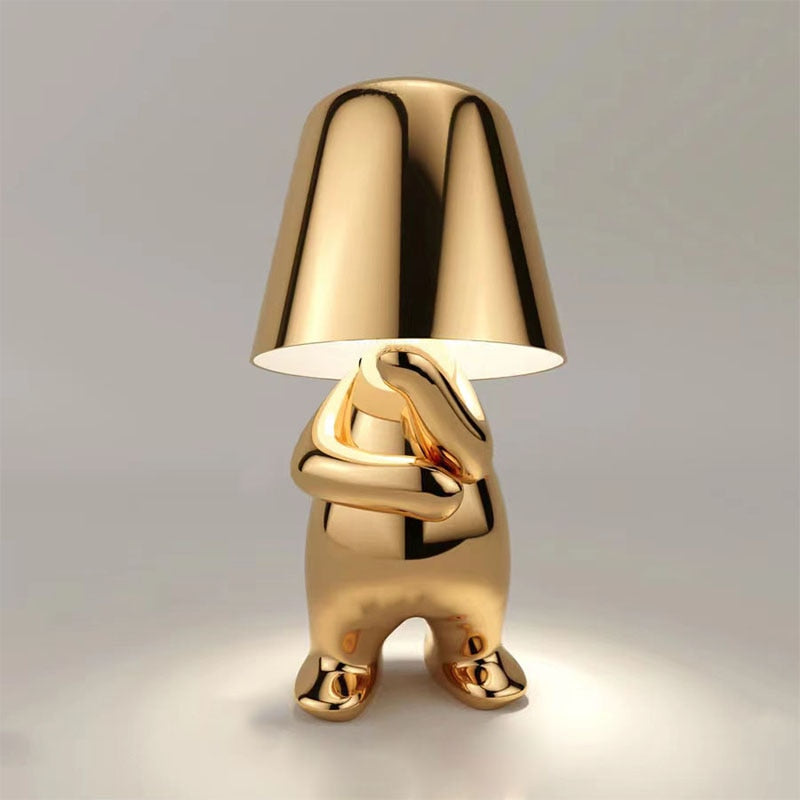 Lampe de table LED LuxeLoom, ornement homme stylisé moderne, idée cadeau, lumière d'ambiance décorative.