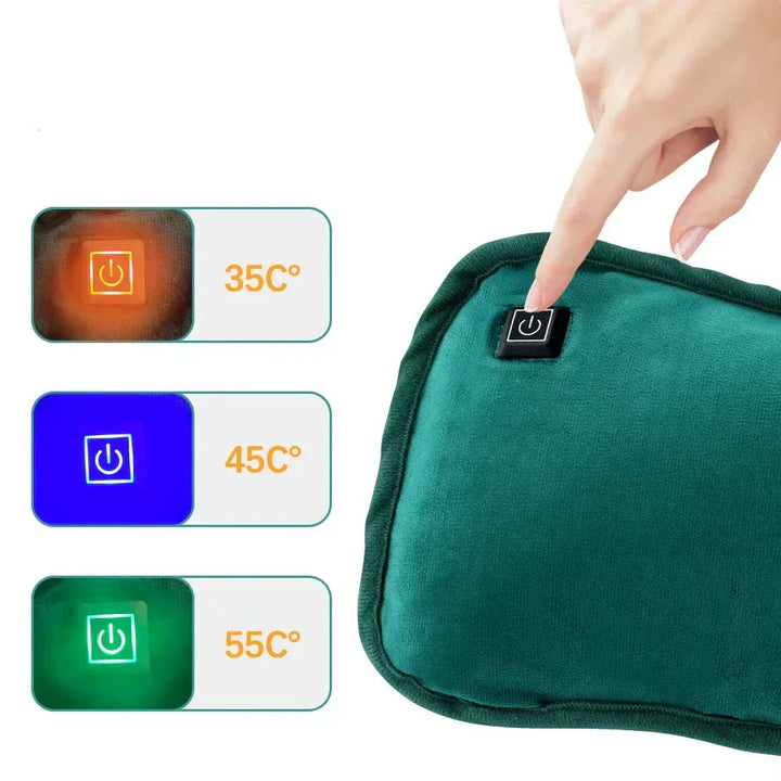 Coussin chauffant sans fil et rechargeable USB, procure chaleur apaisante pour le corps, parfait voyage.