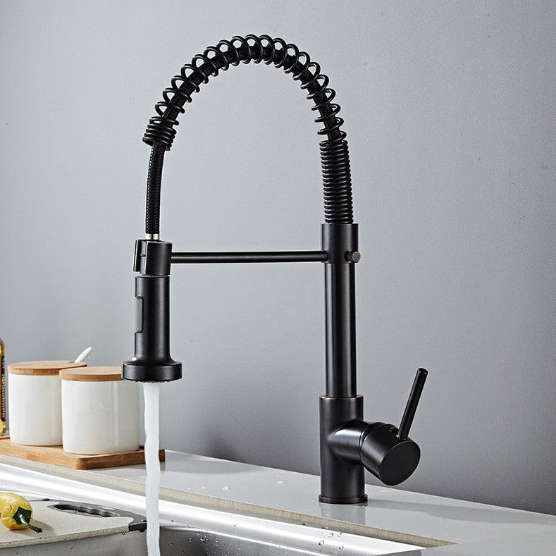 Mitigeur de cuisine avec douchette à ressort extensible, haute performance.