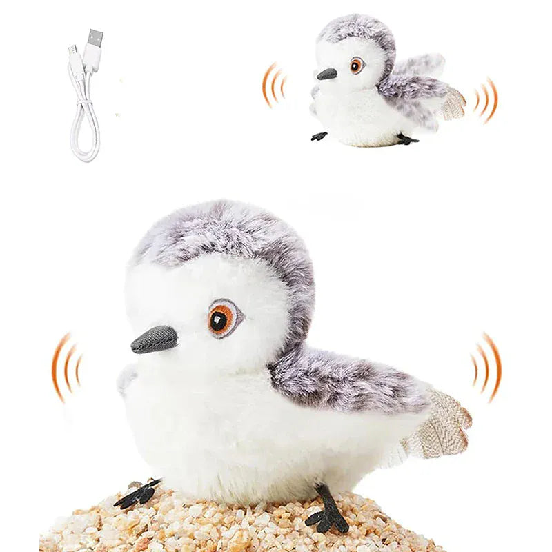 Cadeau pour chat : jouet oiseau interactif rechargeable USB. Divertit et stimule l'instinct de chasse félin.