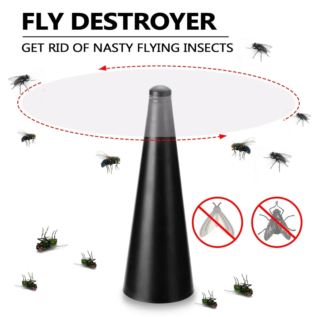 Ventilateur anti-mouches rotatif 360° pour un extérieur sans insectes. Parfait pour terrasse et pique-nique.