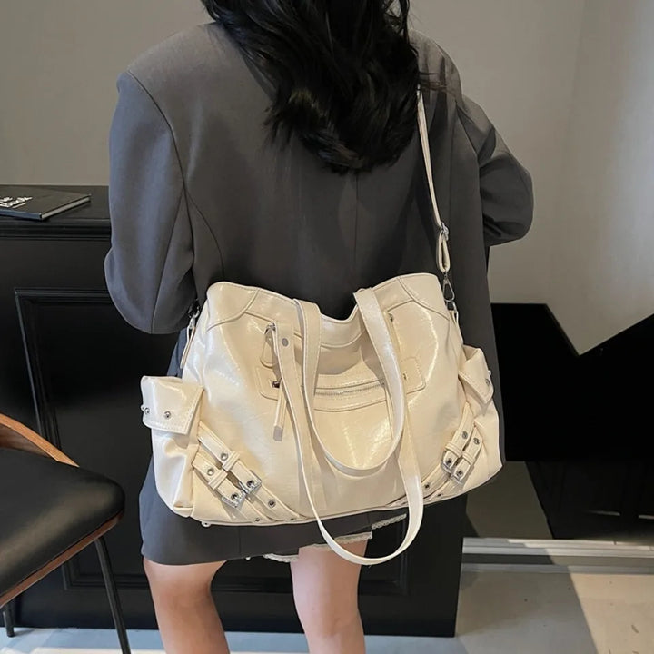 Grand sac de cours tendance pour lycéenne, espace généreux, pratique en cuir PU.