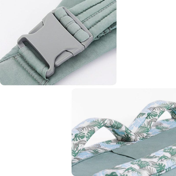Porte-bébé écharpe ergonomique en tissu maillé, assurant un portage respirant et un soutien sécurisé.