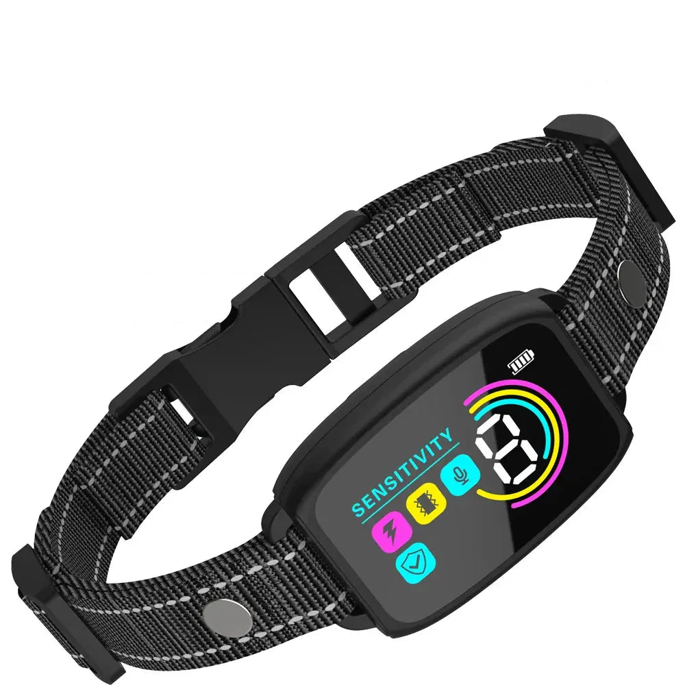 Collier anti-aboiement automatique et rechargeable pour chien, dressage doux et efficace.