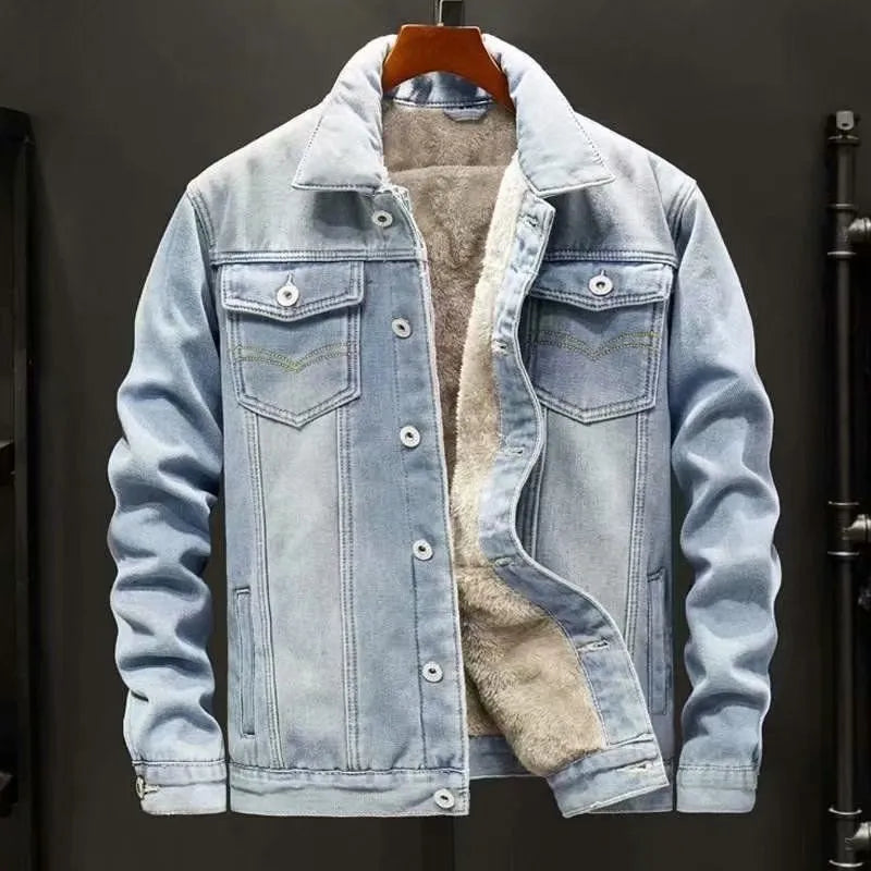 Veste homme Yael en denim robuste, style décontracté, parfaite pour l'hiver. Confortable et chaude.