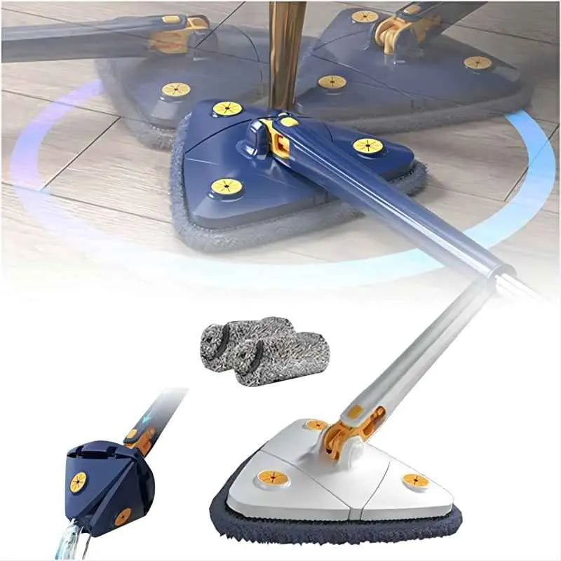 Mop rotatif 360° ajustable en microfibre pour nettoyage rapide des sols, plafonds et murs de la maison.