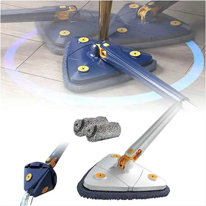 Mop rotatif 360° ajustable en microfibre pour nettoyage rapide des sols, plafonds et murs de la maison.