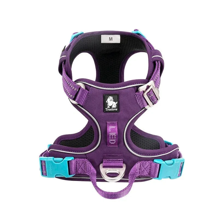 Harnais anti-étranglement pour chien, ajustable. Permet une promenade sûre et confortable.