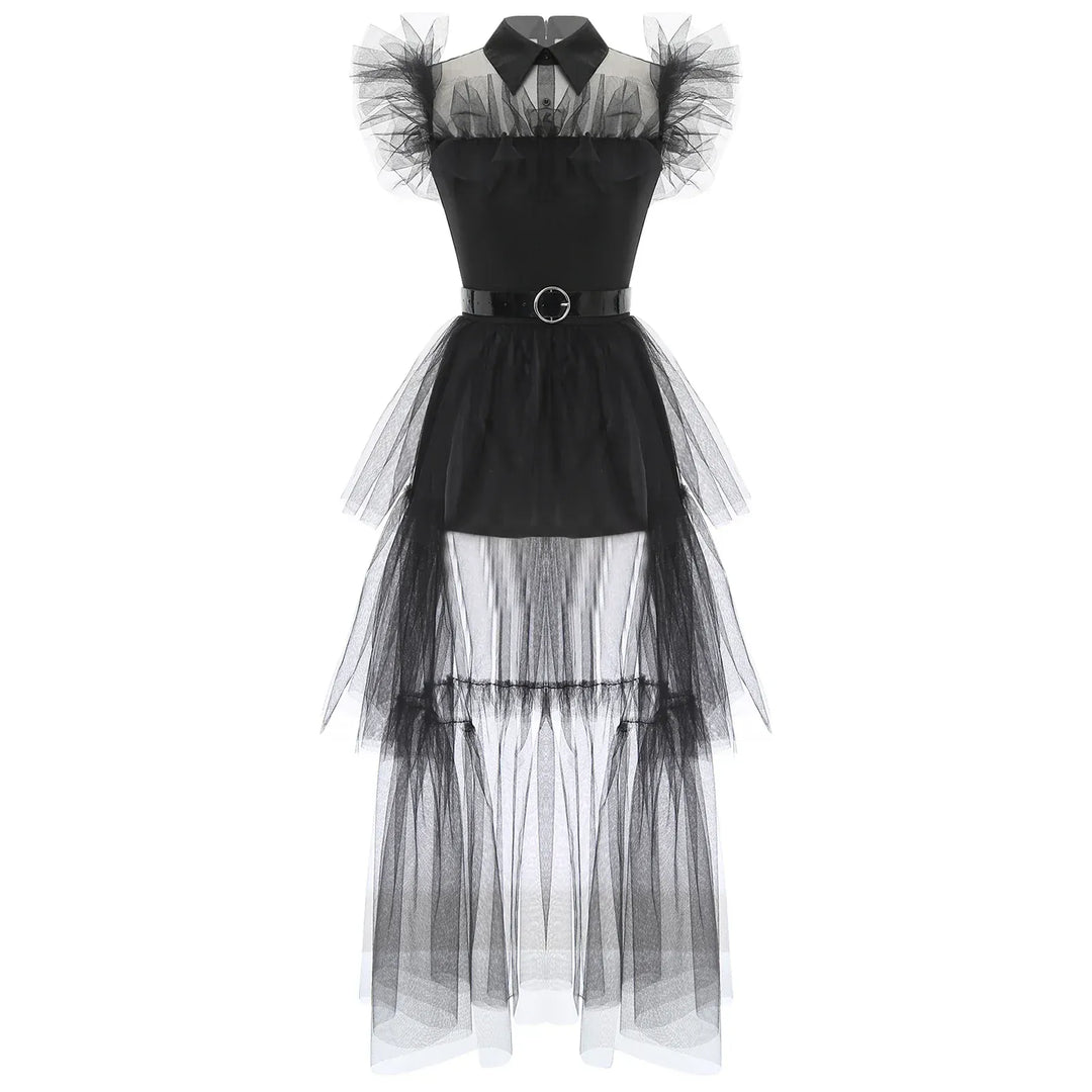 Déguisement Sorcière Lolita Femme Vintage Tulle Manches Volantes