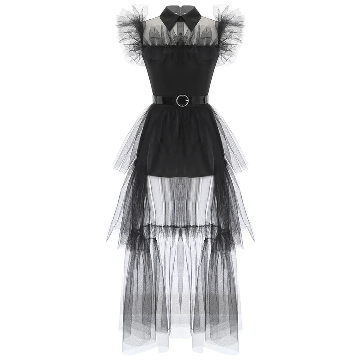 Déguisement Sorcière Lolita Femme Vintage Tulle Manches Volantes