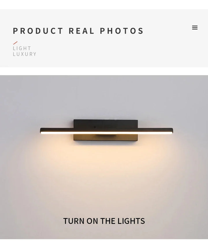 Applique murale LED AuroLite au design minimaliste, luminaire moderne fixé au mur pour éclairage ajustable.