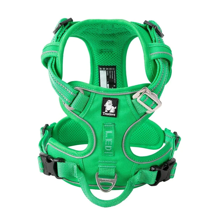 Harnais rembourré et respirant pour chien. Confort optimal en promenade, sécurité garantie.