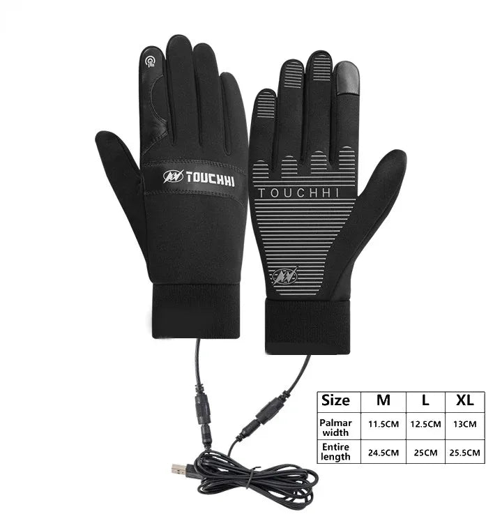 Gants chauffants imperméables unisexes pour ski et moto, compatibles écran tactile. Protection optimale contre le froid.