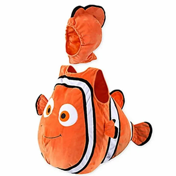 Déguisement complet de poisson clown orange vif pour enfant, avec nageoires et queue, pour carnaval.
