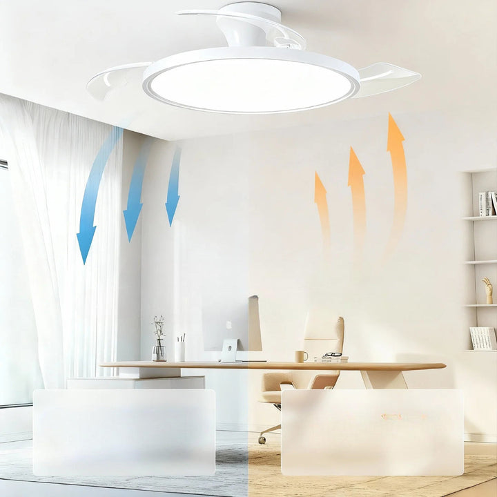 Ventilateur de plafond design et moderne. Combinaison parfaite d'éclairage LED et ventilation pour tout intérieur.