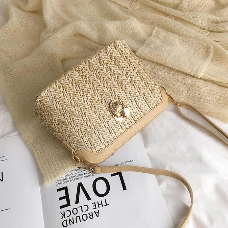 Sac d'été chic pour femme, style bohème, tressé, parfait pour la plage, les voyages ou une tenue décontractée.
