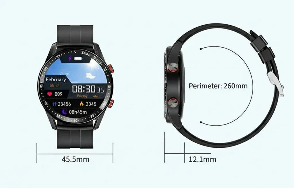 Montre connectée homme, capteur de fréquence cardiaque, analyse du sommeil, ECG pour une meilleure santé générale.
