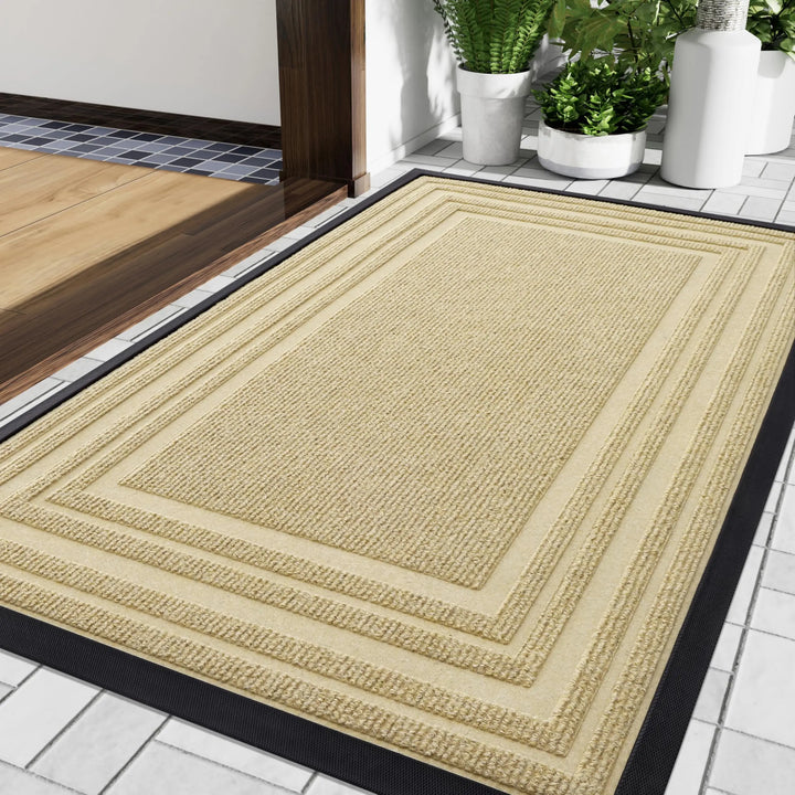 Tapis de porte d'entrée en caoutchouc, antidérapant et résistant. Maintient la propreté, facile à laver.