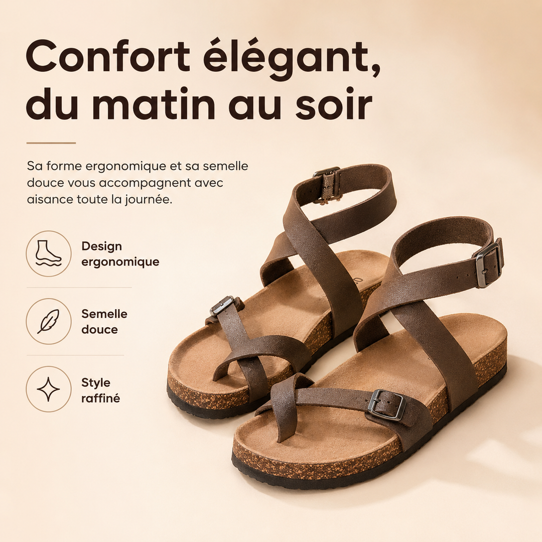 Brides ajustables des sandales Selena femmes, offrant un maintien parfait et un style décontracté chic.