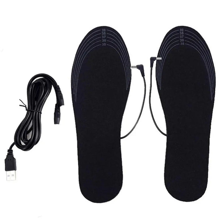 Semelles chauffantes USB rechargeables. Faciles à connecter et recharger, elles procurent une chaleur constante et agréable.