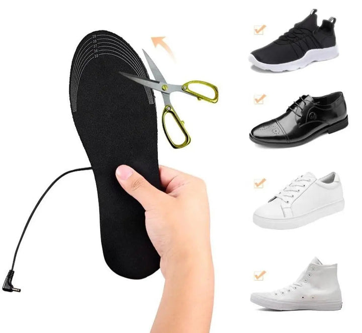 Technologie intégrée pour semelles chauffantes USB. Offre une chaleur fiable et uniforme pour vos pieds au froid.