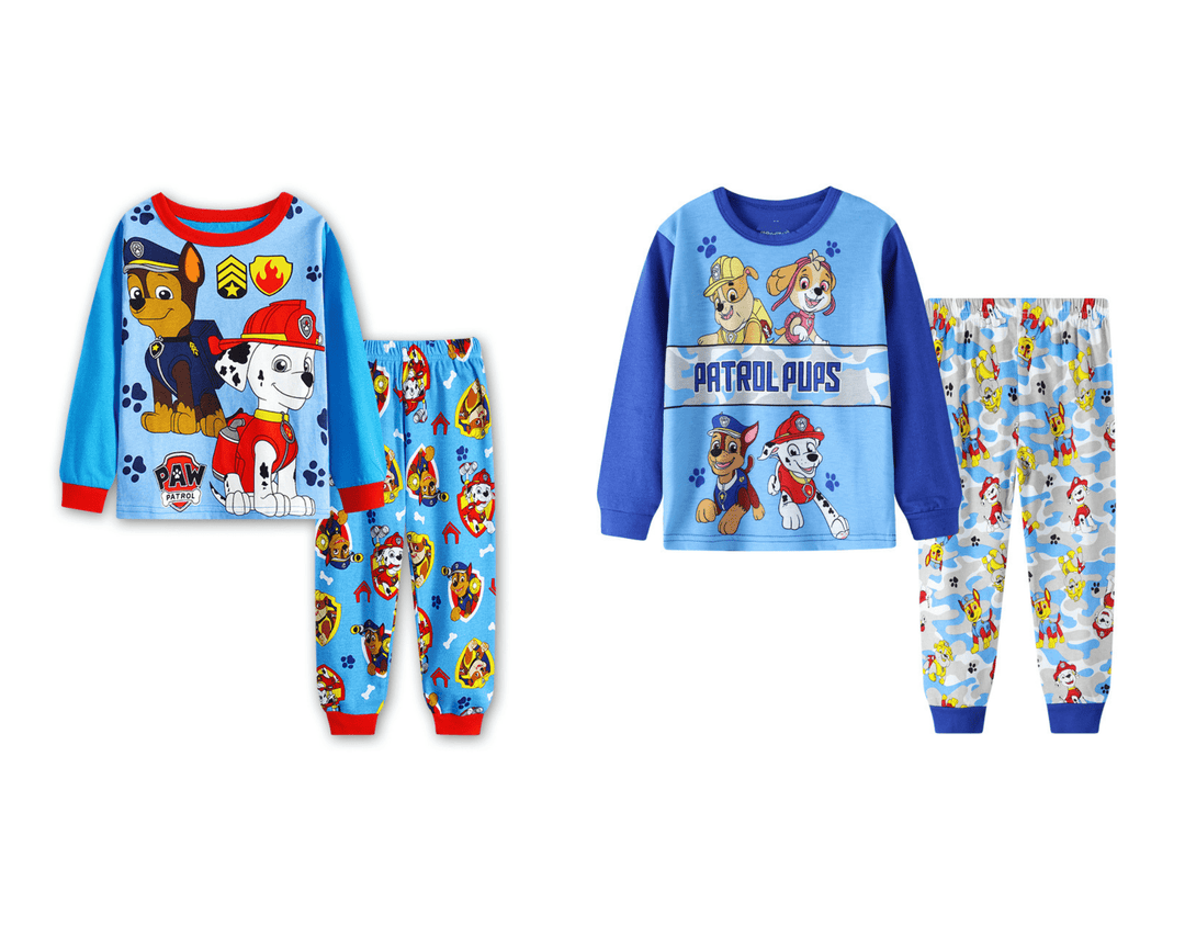 Cadeau enfant : lot de 2 pyjamas Pat Patrouille confortables. Vêtements de nuit pour jeunes garçons et filles, collection printemps.