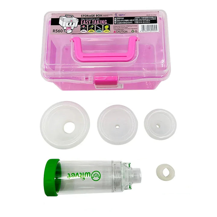 Dispositif vétérinaire: chambre d'inhalation avec masque silicone pour administration d'aérosol animal.