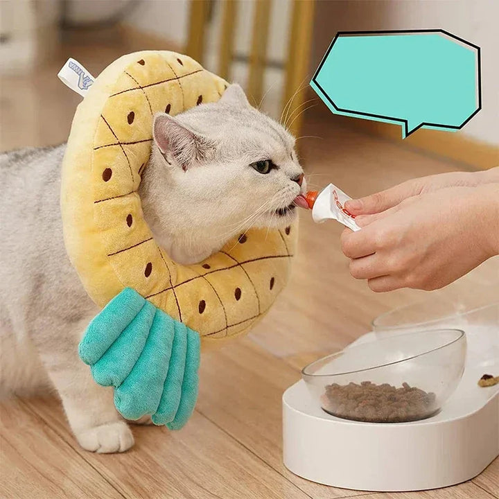 Collier de convalescence pour chat, ultra-confortable en coton, empêche le léchage des plaies.