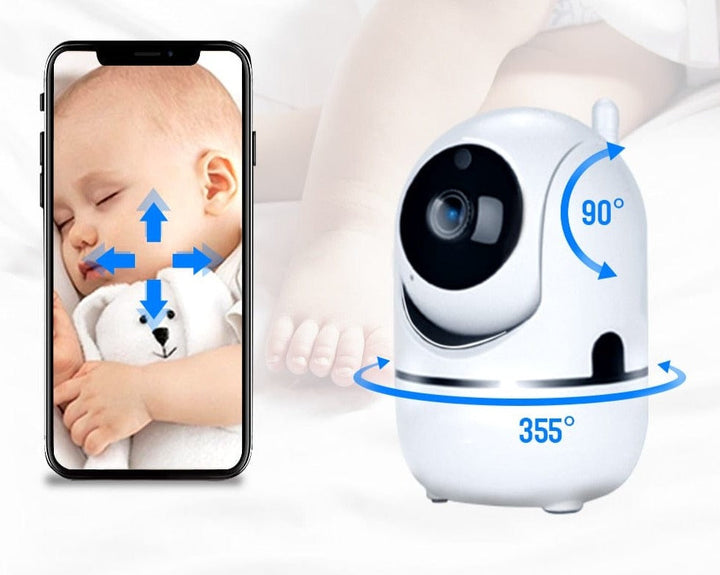 Babyphone connecté wifi pour bébé, unité caméra et écran parents pour surveillance sécurisée de l'enfant à domicile.
