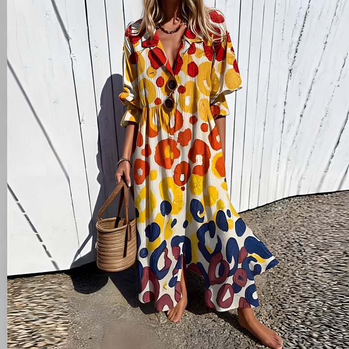 Robe longue d'été femme, légère et confortable, idéale pour les journées chaudes, style fluide et élégant.