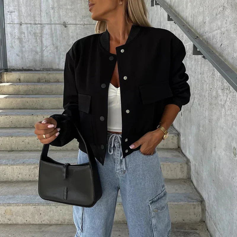Veste femme chic et élégante, polyvalente pour la mode automne et printemps, style décontracté ou bureau.