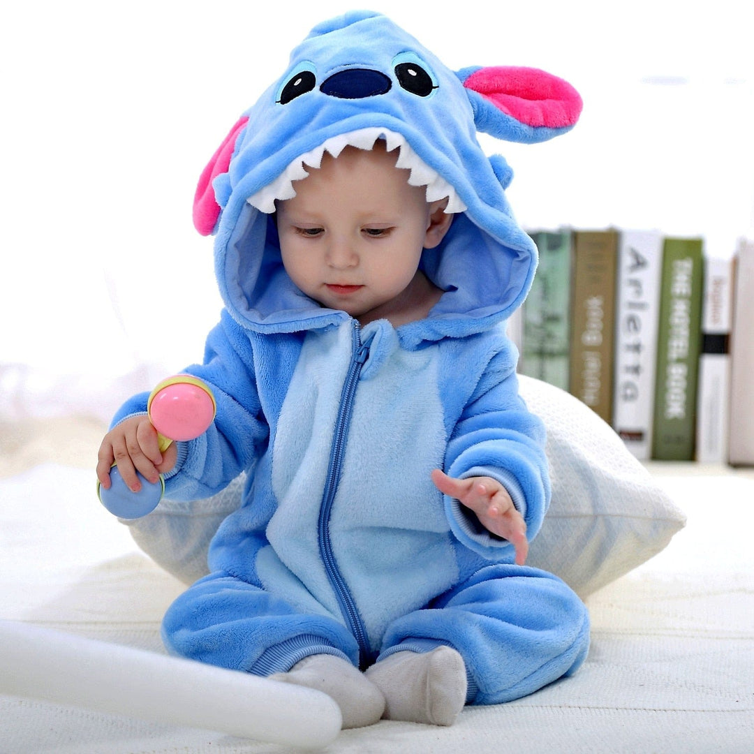 Grenouillère polaire bébé Stitch, combinaison déguisement enfant douce. Confortable et chaude pour l'hiver.