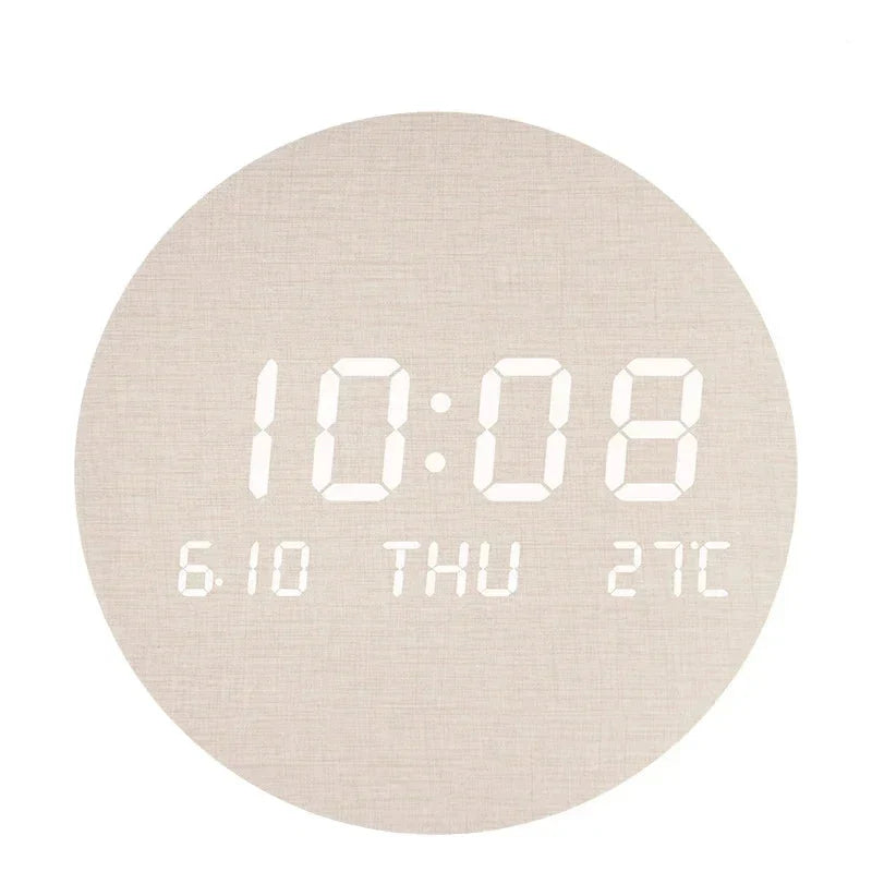 Horloge murale LED moderne avec affichage numérique de la température et de l'heure. Idéale pour cuisine.