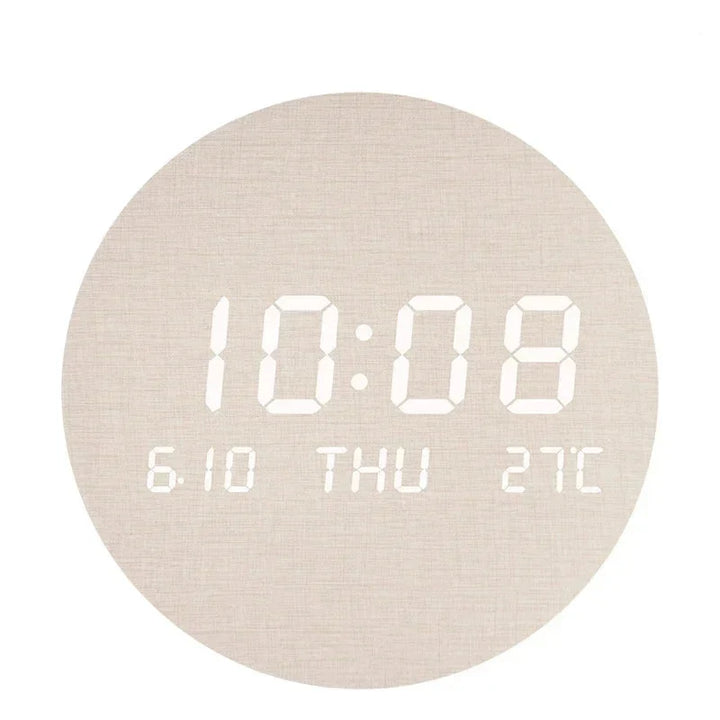 Horloge murale LED moderne avec affichage numérique de la température et de l'heure. Idéale pour cuisine.