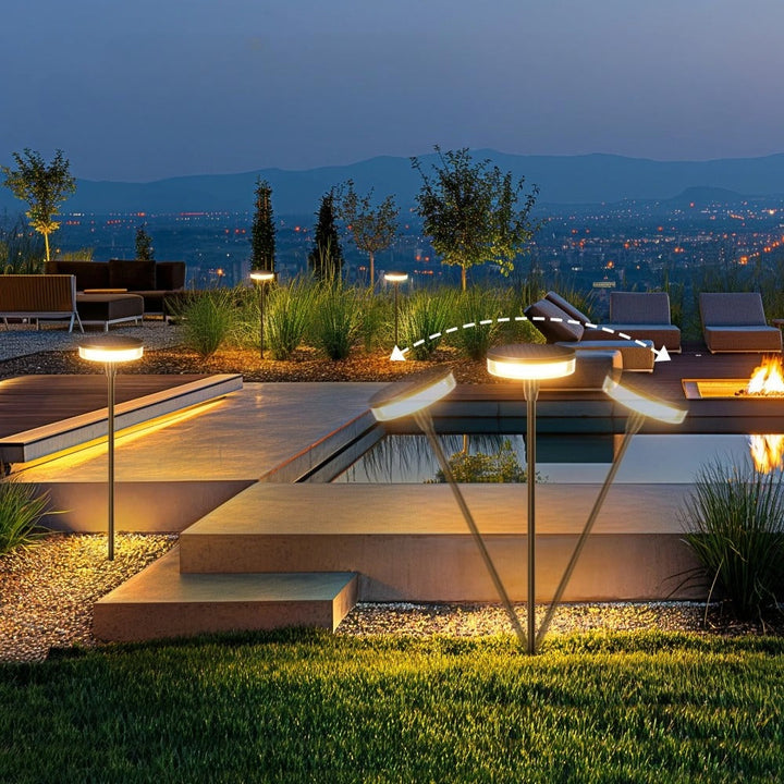 Lampe LED solaire oscillante pour terrasse, apportant l'effet lucioles au jardin.