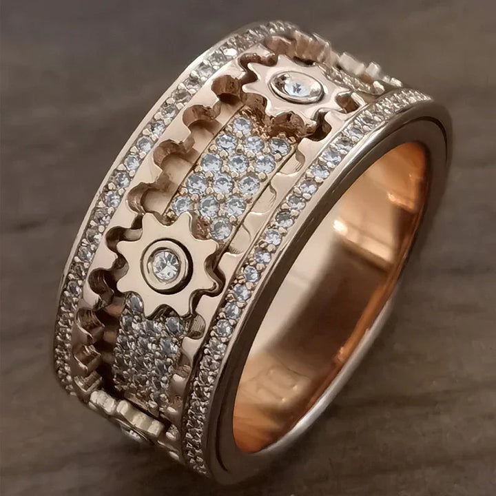 Bijou femme mode: bague tournante anti-stress en argent, zircon. Cadeau élégant pour l'anxiété.
