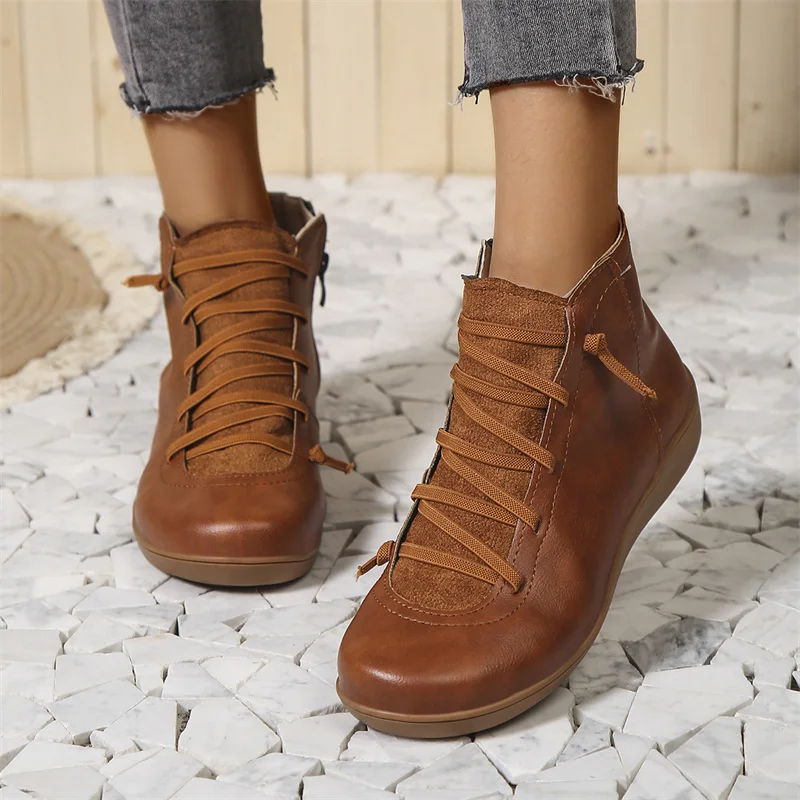 Bottines femme orthopédiques imperméables à lacets, confortables pour soutien supérieur et pieds sensibles.