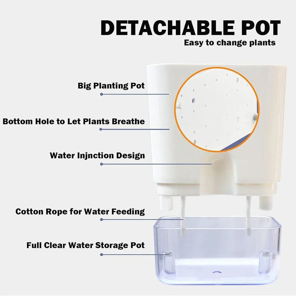 Pot de fleurs autonome avec indicateur d'eau. Idéal plantes d'intérieur, entretien facile, jardinage smart.