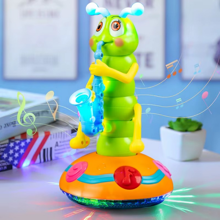 Cadeau éducatif: jouet saxophone bleu pour bébé, idéal pour apprendre le rythme et la musique en s'amusant.