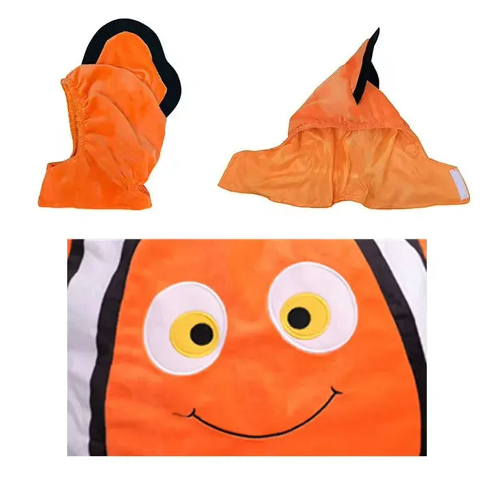Costume de poisson clown orange pour enfant, un choix amusant et coloré pour toutes les fêtes.