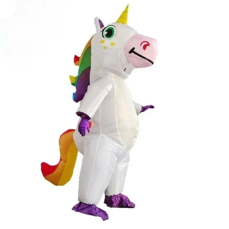 Déguisement licorne gonflable unisexe pour fête, carnaval ou Halloween. Un costume amusant et original.
