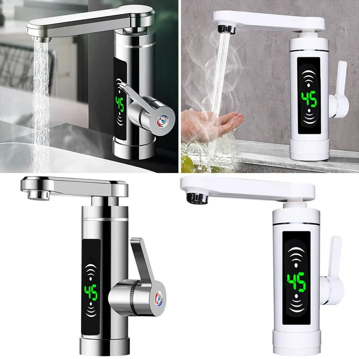 Robinet de cuisine moderne avec chauffage instantané 3000W et affichage numérique pour eau chaude évier.