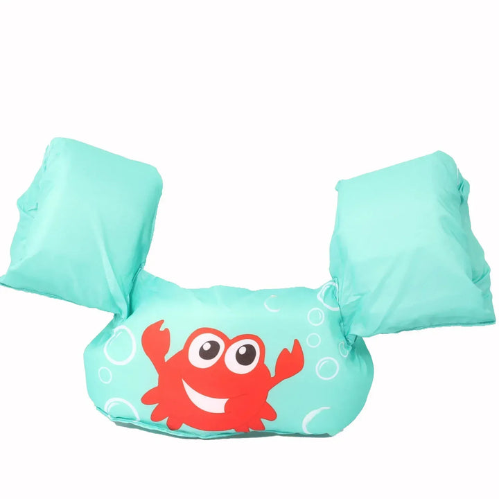 Gilet flottant pratique pour enfant avec brassards, essentiel pour l'apprentissage sécurisé de la natation en été.