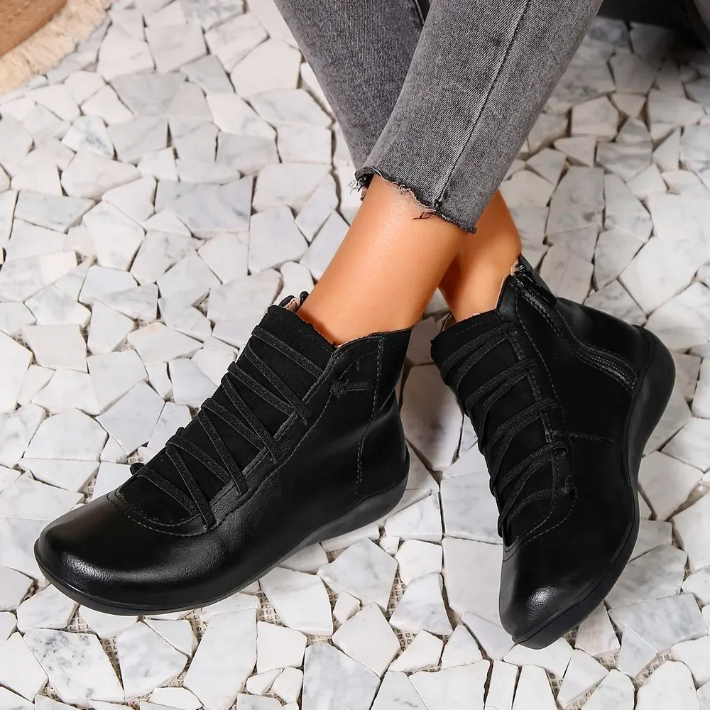Chaussures femme chic lacées, imperméables pour automne/hiver, offrant maintien orthopédique pour la marche.