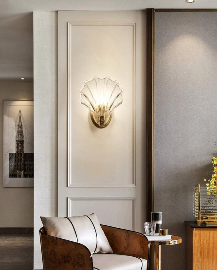 Design unique d'applique murale coquillage, éclairage intérieur pour chambre côtière.