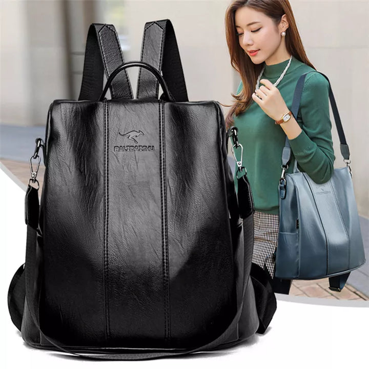 Sac à dos anti-vol unisexe élégant en cuir synthétique pour voyage urbain sécurisé.