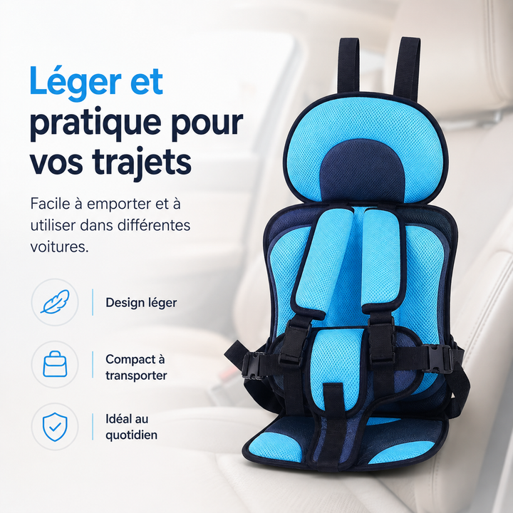 Enfant installé en toute sécurité dans son siège auto confortable et réglable pour le voyage.