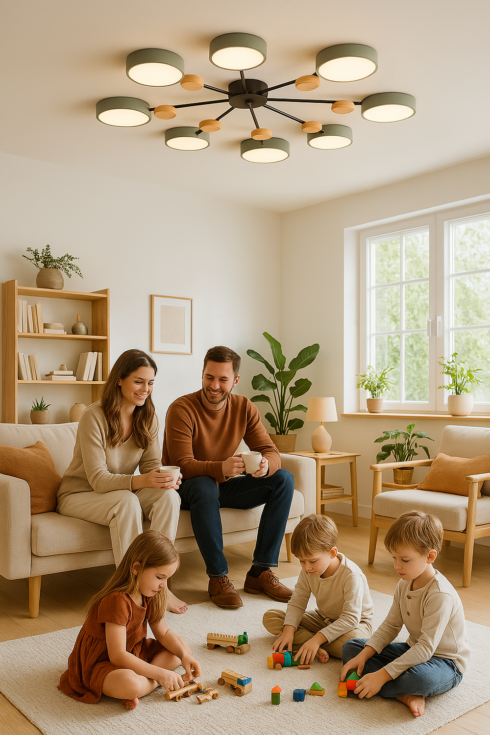 Luminaire LED scandinave blanc, design ramifié. Parfait pour salle à manger moderne.